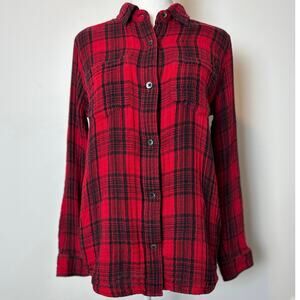 Madewell Classic Button Up Red Flannel Long Sleeve Shirt